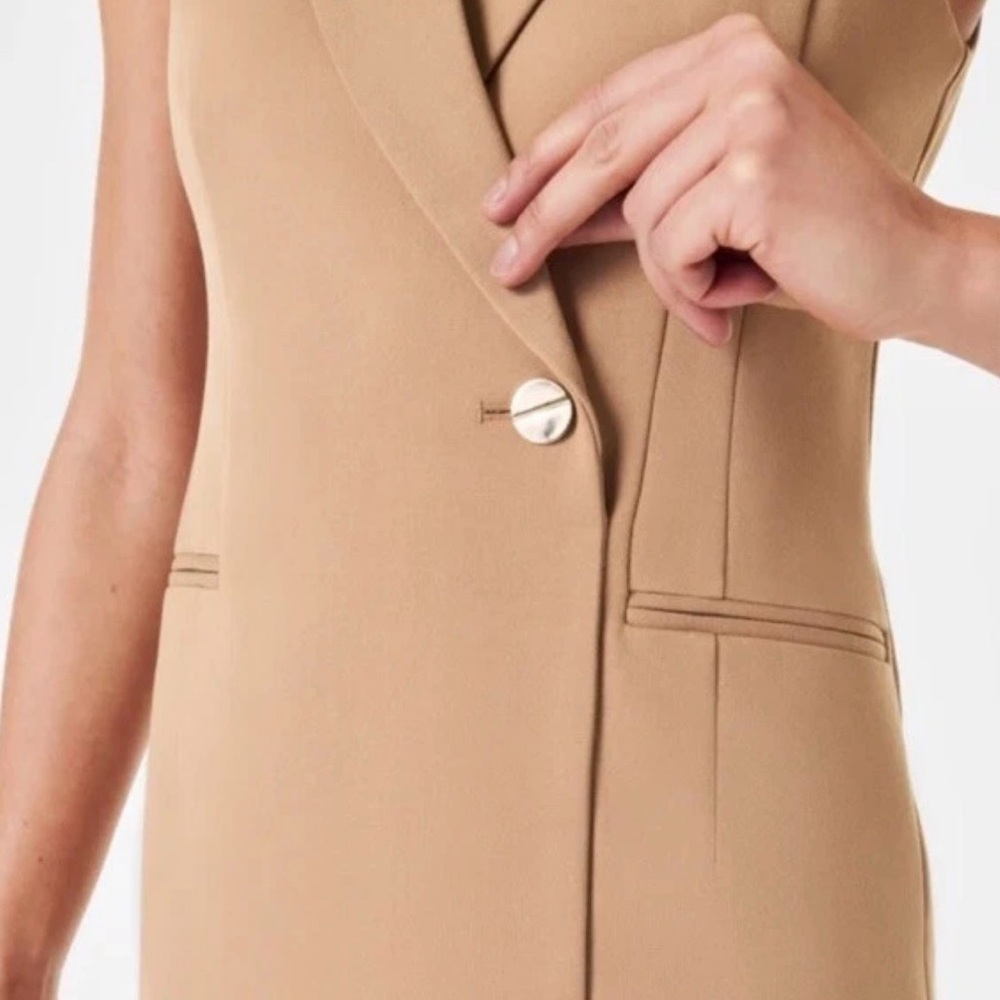 NWOT Spanx Tan The Perfect Vest Dress Size Extra Large Sleeveless‎ V Neck Office